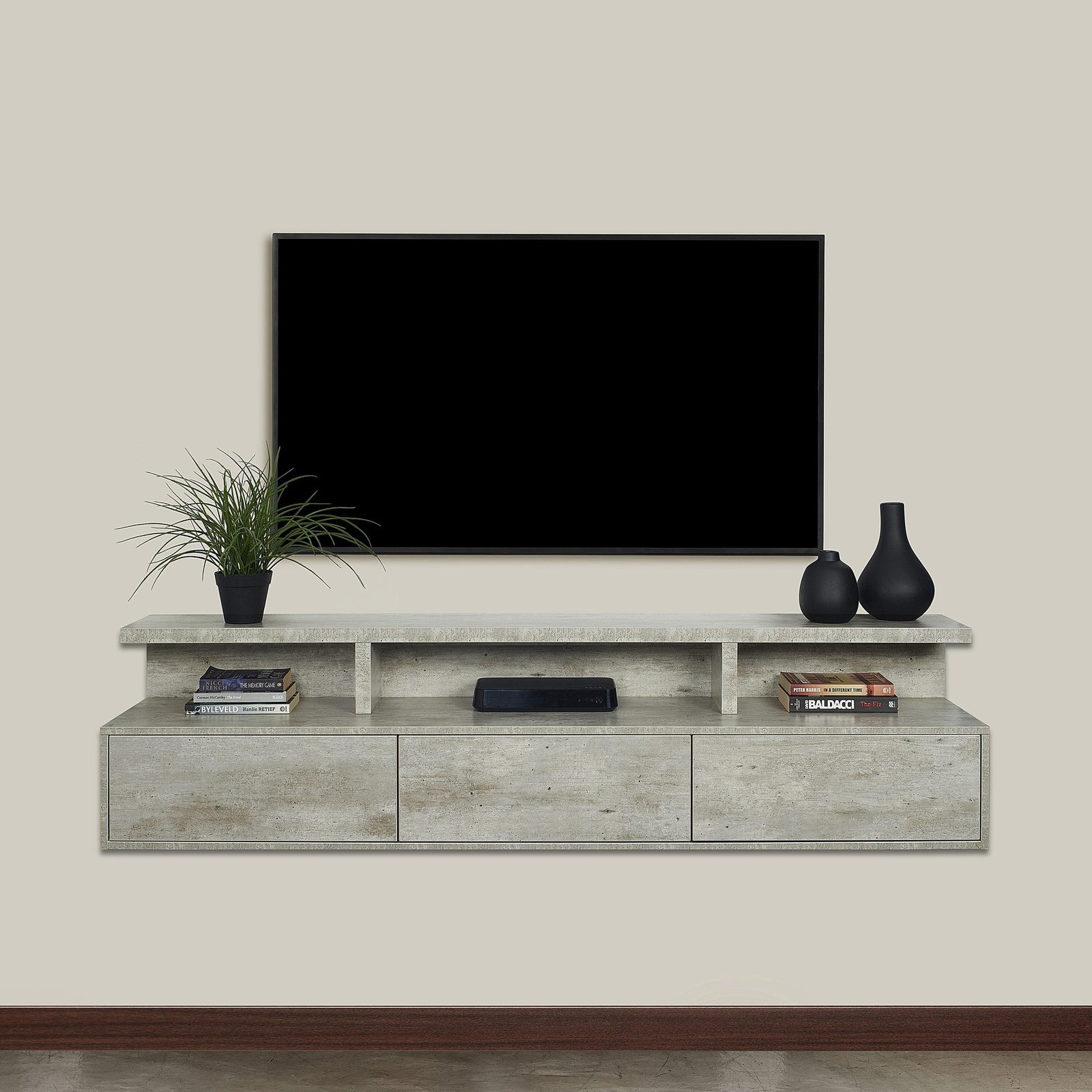 Clifton 200 - Floating Shelf Under TV – Natural Concrete Finish