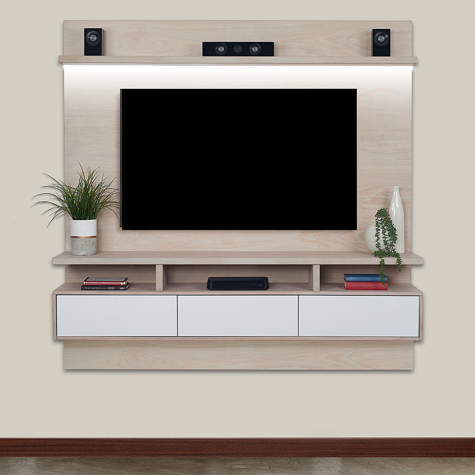 Clifton 350 - Floating TV Stand - White & White