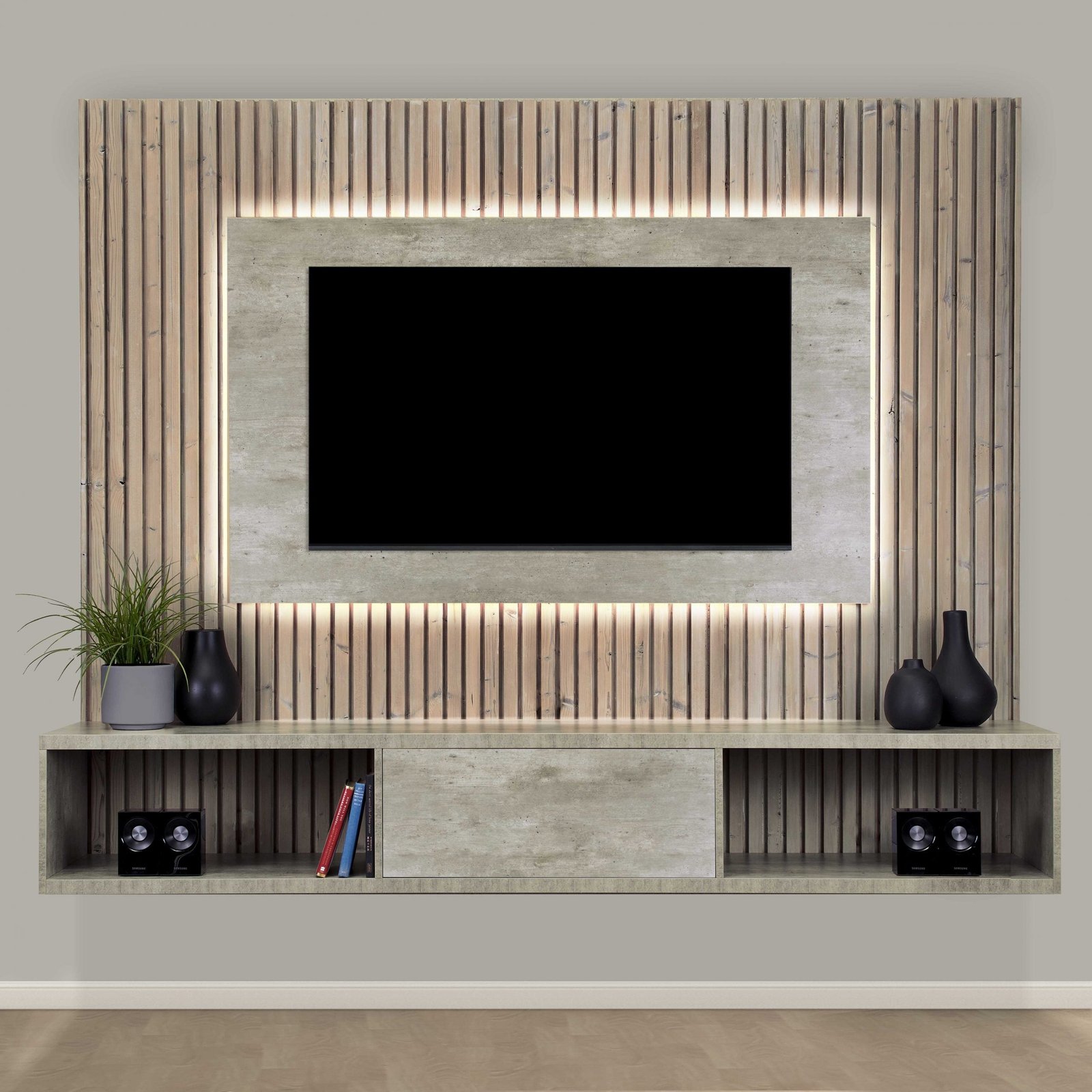 Pezula - Modern TV Stand - Natural Concrete