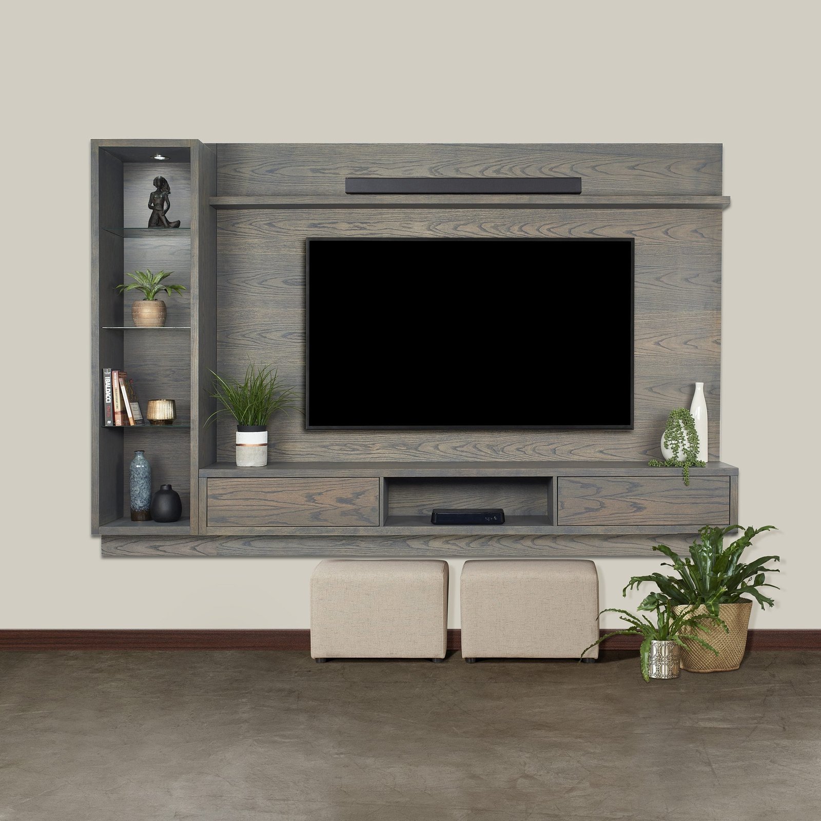 Zinkwazi - 2Pce TV Wall Unit - Sofa Storm