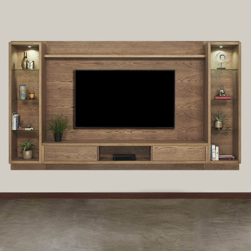 Zinkwazi - 3Pce TV Wall Unit - Mahogany