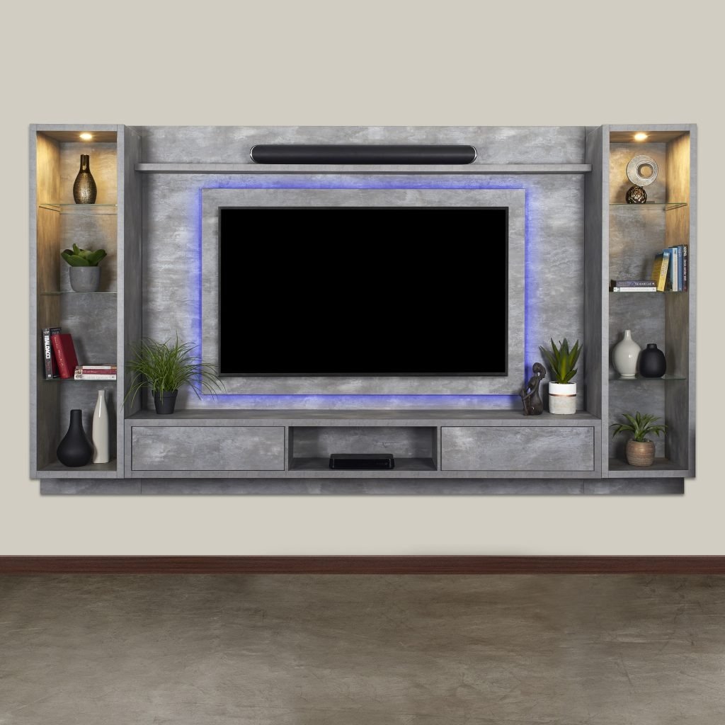 Zinkwazi - 3Pce TV Wall Unit - Urban Steel