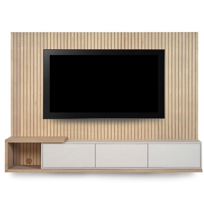 Clarens - Wall-mounted TV Stand - Oak Slatted Backboard