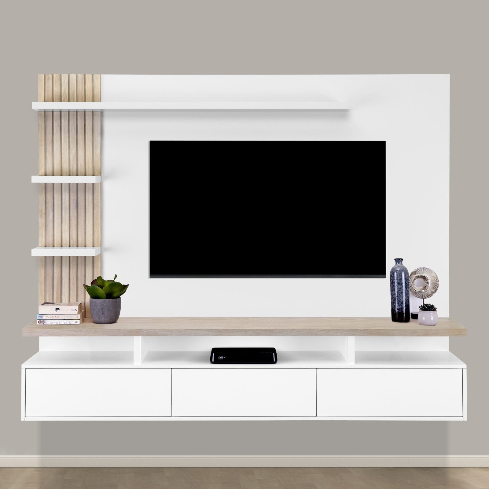 Uvongo - Wall Mounted TV Unit 1.8m - Slatted Wood