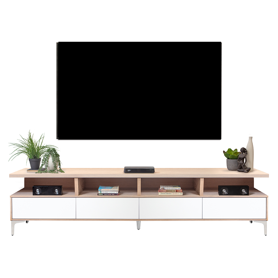 Clifton 350 - Modern TV Stand - White & White